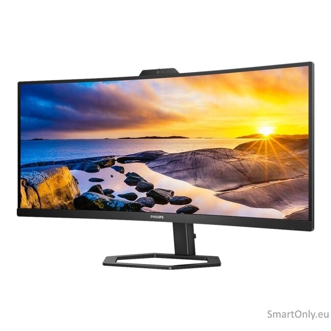 Philips | Monitor with Windows Hello Webcam | 34E1C5600HE/00 | 34 " | VA | 21:9 | 100 Hz | 4 ms | 3440 x 1440 pixels | 300 cd/m² | HDMI ports quantity 1 | Black | Warranty 36 month(s) 1