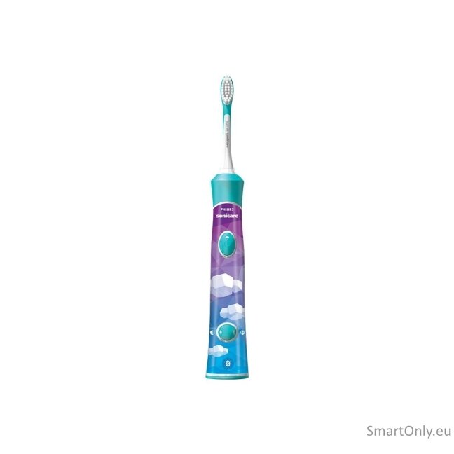 Philips Sonic Electric toothbrush HX6322/04 For kids, Rechargeable, Sonic technology, Teeth brushing modes 2, Number of brush heads included 2, Aqua 9 Philips Sonic Electric toothbrush HX6322/04 For kids, Rechargeable, Sonic technology, Teeth brushing modes 2, Number of brush heads included 2, Aqua 9
