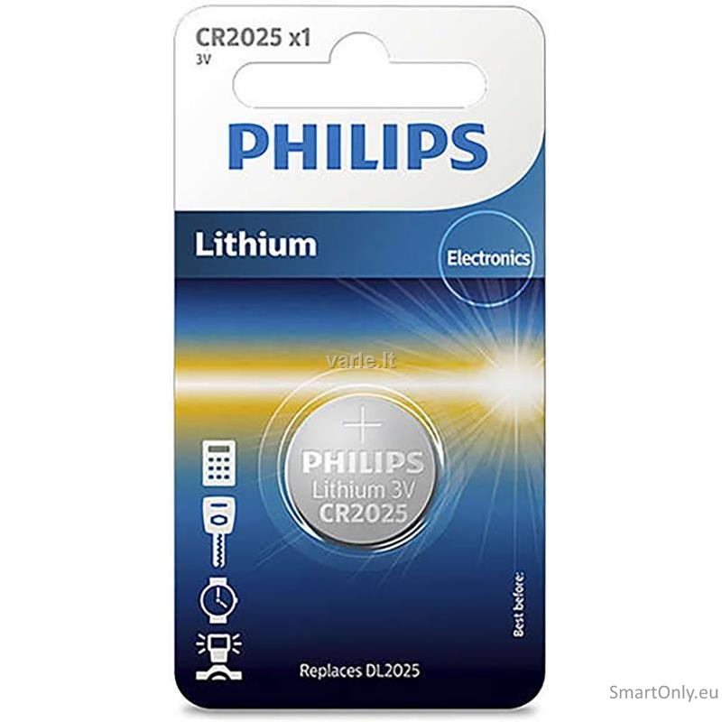 Philips CR2025 baterijos 1 vnt. Philips CR2025 baterijos 1 vnt.