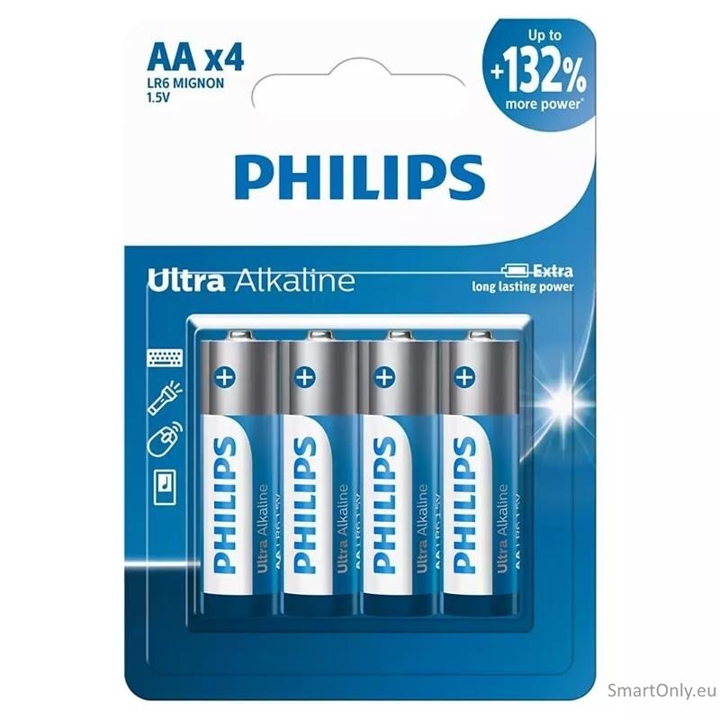 Philips LR6 AA Ultra baterijos 4 vnt. Philips LR6 AA Ultra baterijos 4 vnt.