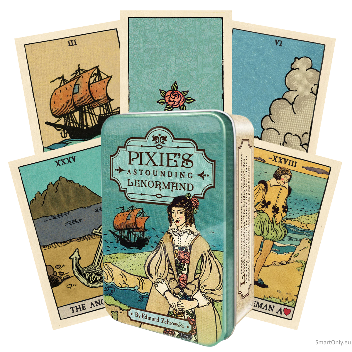 Pixie Astounding Lenormand kortos skardinėjė dėžutėje US Games Systems Pixie Astounding Lenormand kortos skardinėjė dėžutėje US Games Systems