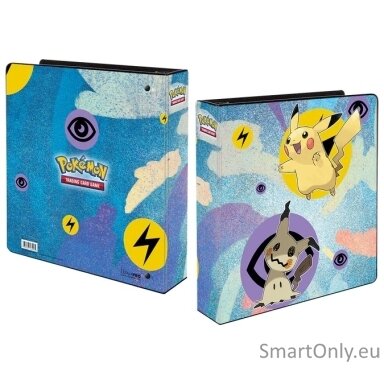 Pikachu & Mimikyu 2 colių segtuvas Pokémon kortelėms su 3 žiedais Ultra Pro