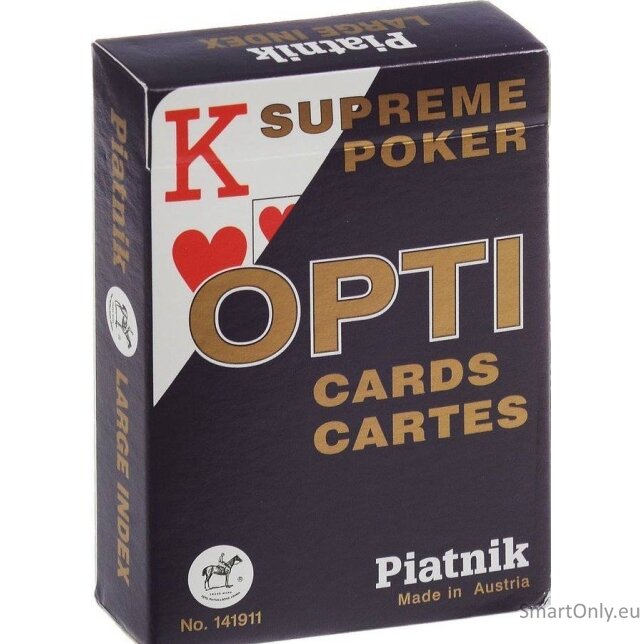 Piatnik Opti Supreme Jumbo Index Pokerio kortų kaladė 1 vnt. (raudona arba mėlyna) 2 Piatnik Opti Supreme Jumbo Index Pokerio kortų kaladė 1 vnt. (raudona arba mėlyna) 2