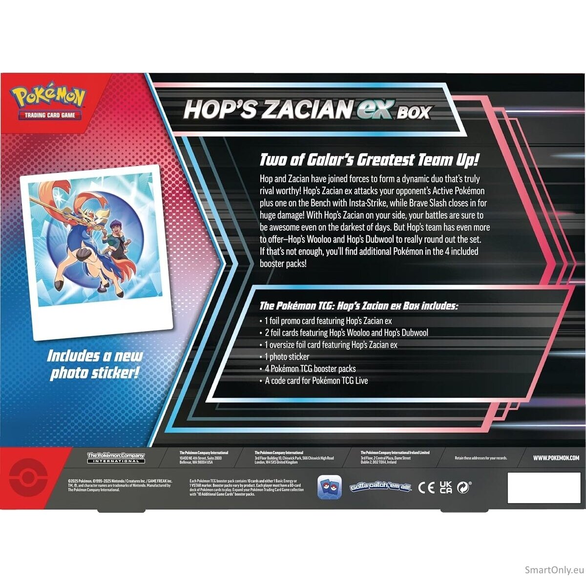 Pokemon Scarlet & Violet: Hop's Zacian EX dėžė (4 pakuotės) (anglų k.) 1 Pokemon Scarlet & Violet: Hop's Zacian EX dėžė (4 pakuotės) (anglų k.) 1