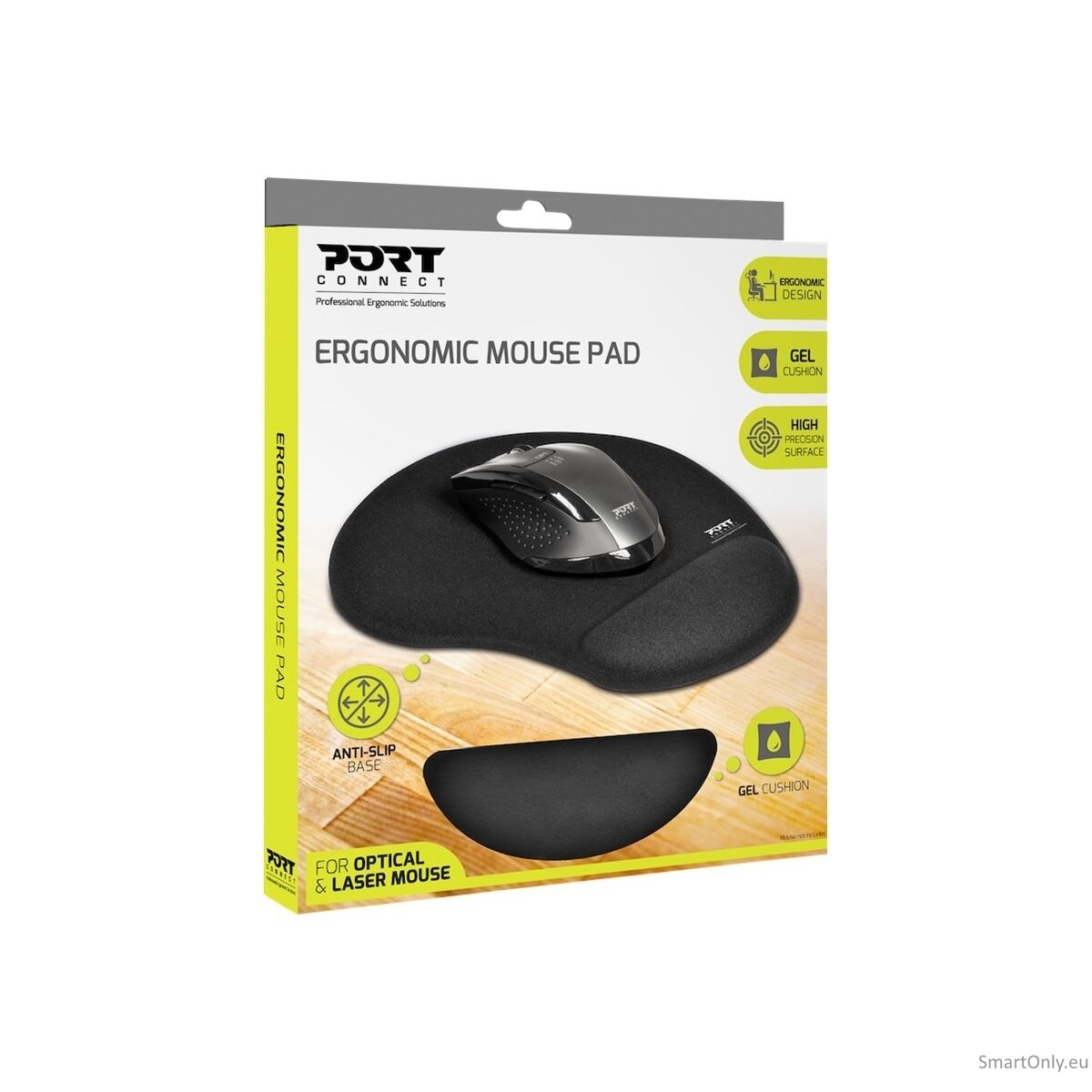 PORT CONNECT | Ergonomic Mouse Pad | 200 x 230 x 20 mm | Black 2