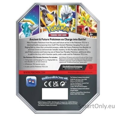 Pokémon TCG: Paradox Destinies Raging Bolt Ex rinkinys metalinėje dėžutėje