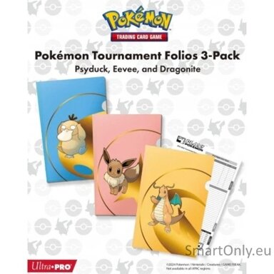 Pokémon“ turnyrinių aplankų rinkinys 3 vnt. Psyduck, Eevee ir Dragonite Ultra Pro