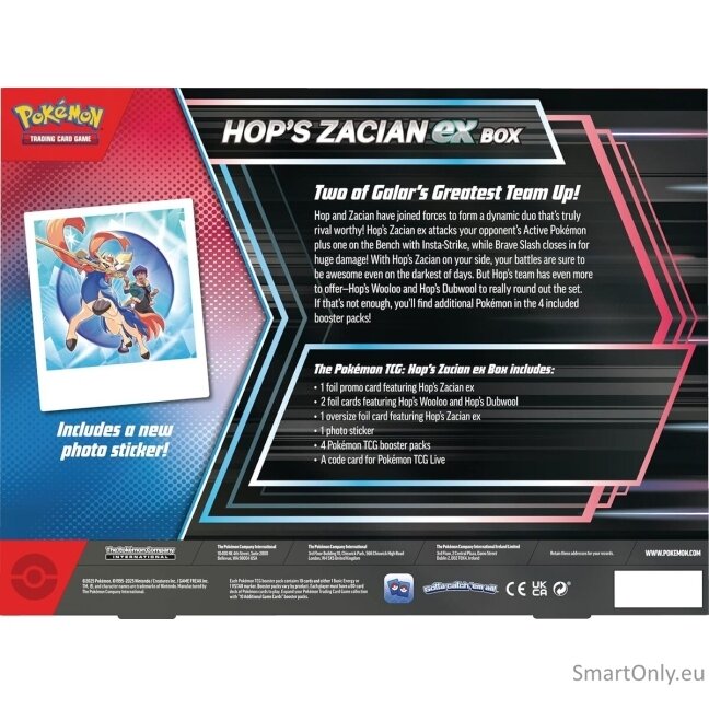 Pokemon Scarlet & Violet: Hop's Zacian EX dėžė (4 pakuotės) (anglų k.) 1 Pokemon Scarlet & Violet: Hop's Zacian EX dėžė (4 pakuotės) (anglų k.) 1
