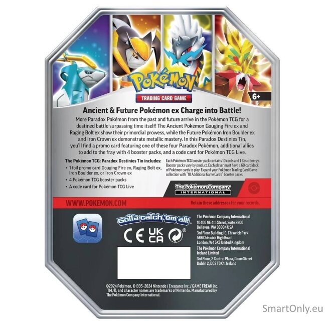 Pokémon TCG: Paradox Destinies Raging Bolt Ex rinkinys metalinėje dėžutėje 1 Pokémon TCG: Paradox Destinies Raging Bolt Ex rinkinys metalinėje dėžutėje 1