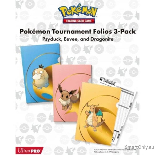 Pokémon“ turnyrinių aplankų rinkinys 3 vnt. Psyduck, Eevee ir Dragonite Ultra Pro 1 Pokémon“ turnyrinių aplankų rinkinys 3 vnt. Psyduck, Eevee ir Dragonite Ultra Pro 1