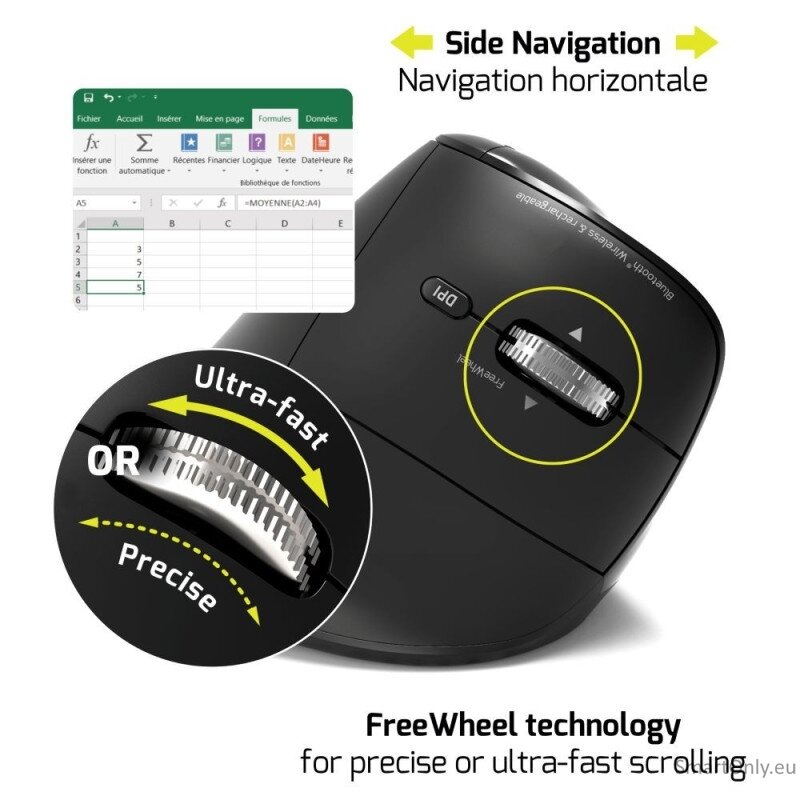 PORT CONNECT Mouse | ERGO AUDITOR | Wireless | Bluetooth, 2.4 GHz | Black 3