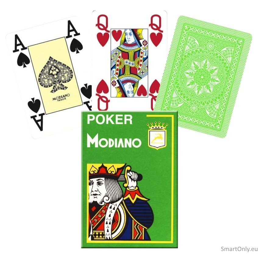 Poker 4 Jumbo Index kortos (šviesiai žalios) Modiano