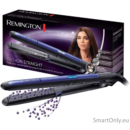 Remington | Pro-Ion Hair Straightener | S7710 | Ceramic heating system | Ionic function | Display Digital | Temperature (min) 150 °C | Temperature (max) 230 °C | Blue/Black 3 Remington | Pro-Ion Hair Straightener | S7710 | Ceramic heating system | Ionic function | Display Digital | Temperature (min) 150 °C | Temperature (max) 230 °C | Blue/Black 3