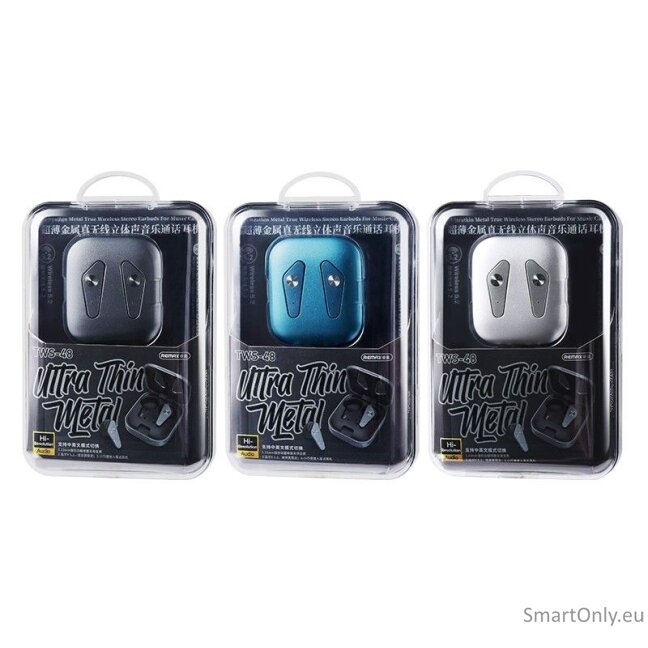 REMAX Ultrathin Metal TWS-48 wireless earphones Silver 2 REMAX Ultrathin Metal TWS-48 wireless earphones Silver 2