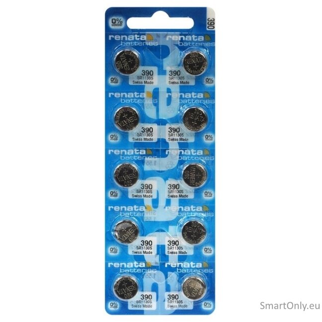 Renata 390 (SR1130SW) baterijos 10 vnt. Renata 390 (SR1130SW) baterijos 10 vnt.