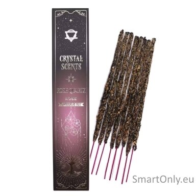 Rožių Kvapo smilkalai su Rožinio Kvarco kristalais Crystal Scents