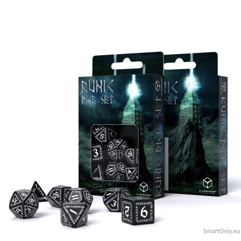 Runic kauliukų rinkinys juodos ir baltos sp Runic kauliukų rinkinys juodos ir baltos sp