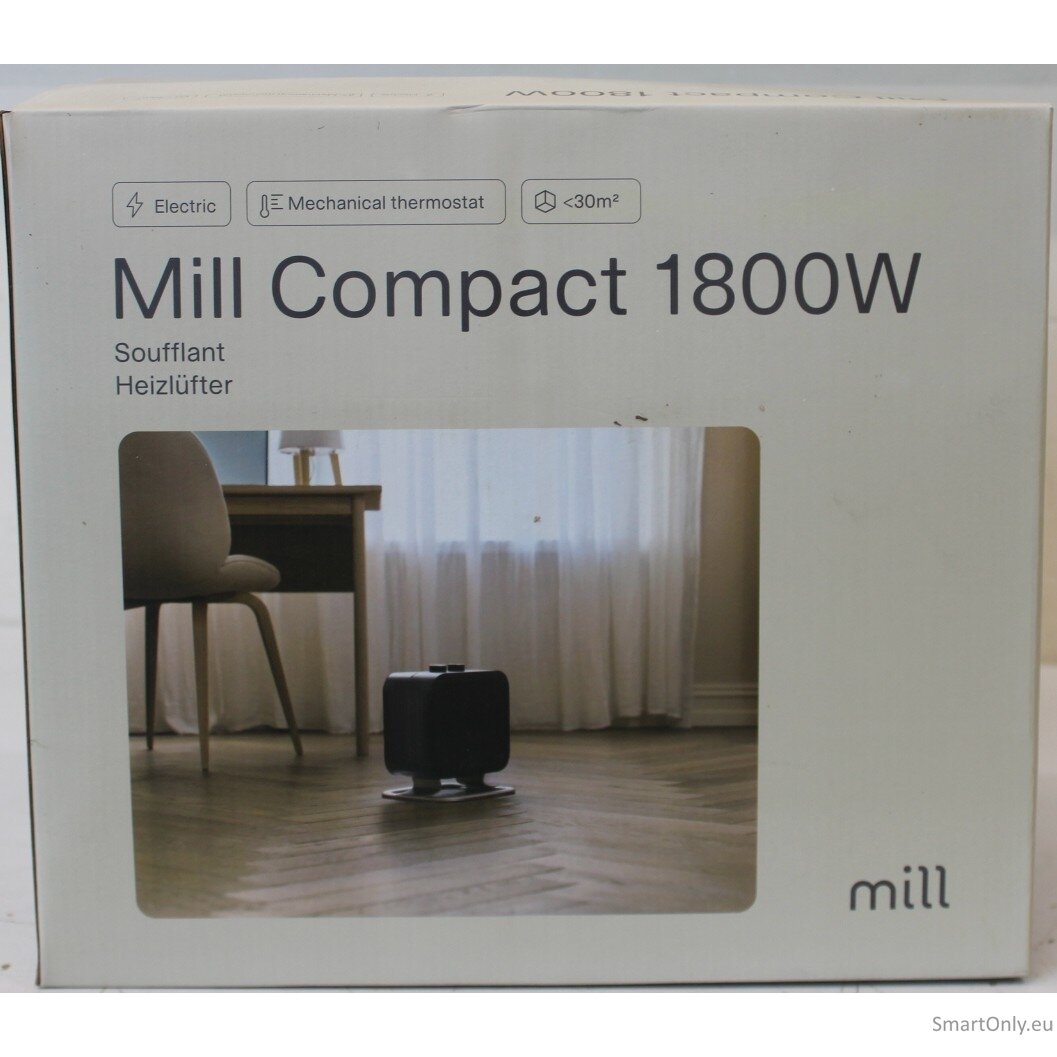 SALE OUT. Mill | Heater | CUS1800MECBA | PTC Fan | 1800 W | Suitable for rooms up to 30 m² | Black | DAMAGED PACKAGING 2 SALE OUT. Mill | Heater | CUS1800MECBA | PTC Fan | 1800 W | Suitable for rooms up to 30 m² | Black | DAMAGED PACKAGING 2