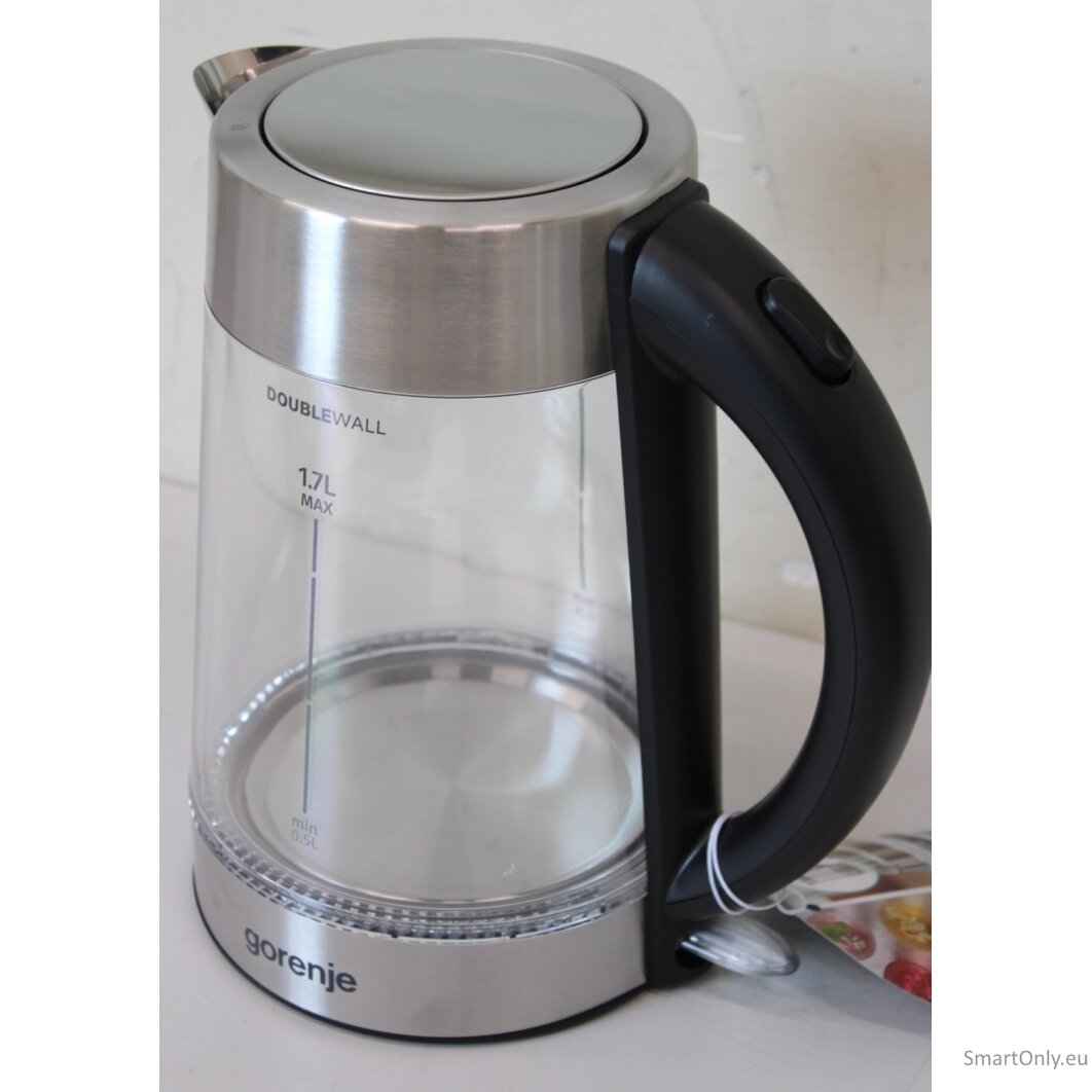 SALE OUT. Gorenje K17GDWII Kettle, Electric, Capacity 1.7 L, Power 2200 W, Stainless steel | SALE OUT. | Gorenje Kettle | K17GDWII | 2200 W | Electric | 1.7 L | 360° rotational base | Stainless steel/Glass | Stainless steel/Transparent | DAMAGED PACKAGING 2 SALE OUT. Gorenje K17GDWII Kettle, Electric, Capacity 1.7 L, Power 2200 W, Stainless steel | SALE OUT. | Gorenje Kettle | K17GDWII | 2200 W | Electric | 1.7 L | 360° rotational base | Stainless steel/Glass | Stainless steel/Transparent | DAMAGED PACKAGING 2