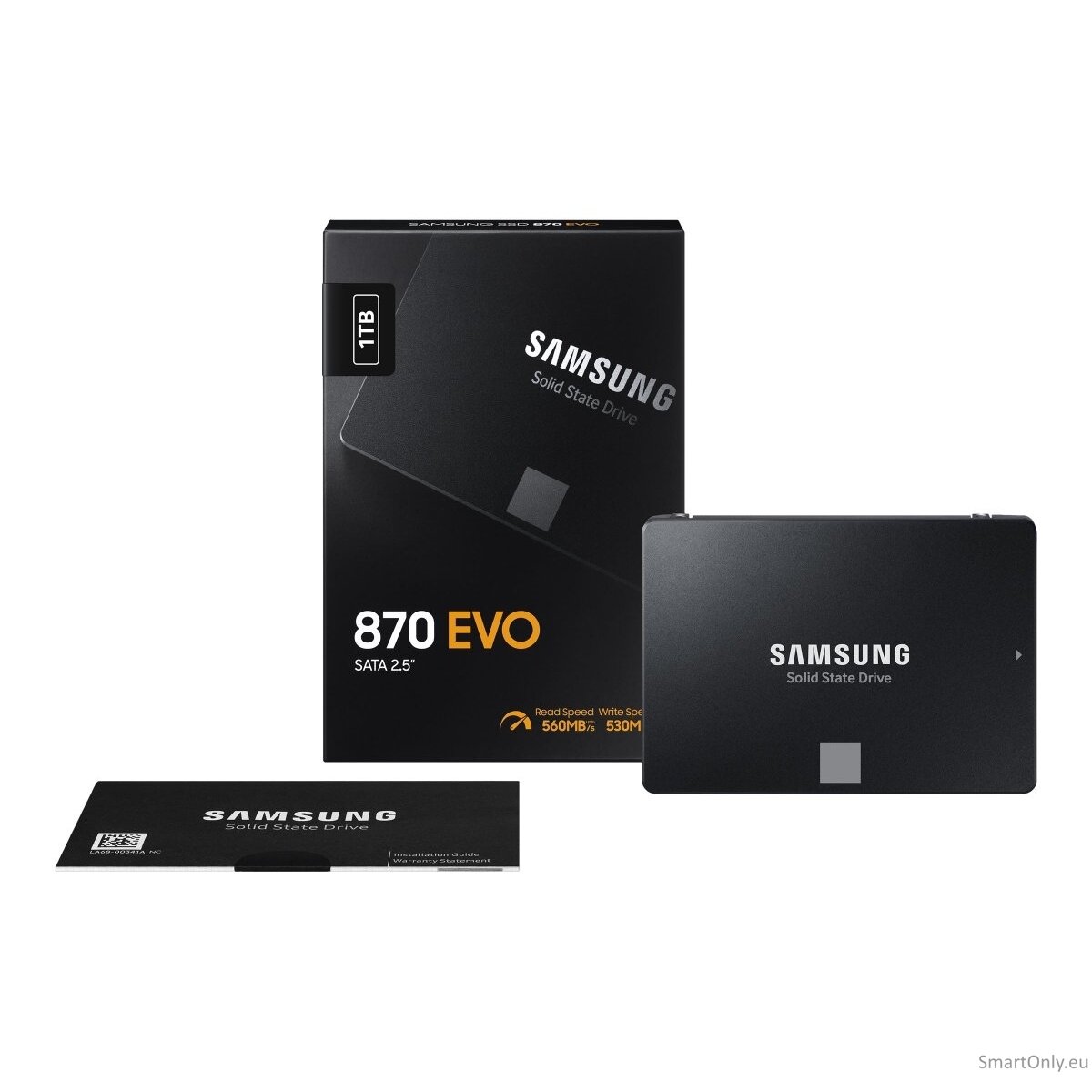 Samsung | SSD | 870 EVO | 1000 GB | SSD form factor 2.5" | Solid-state drive interface SATA III | Read speed 560 MB/s | Write speed 530 MB/s 8 Samsung | SSD | 870 EVO | 1000 GB | SSD form factor 2.5" | Solid-state drive interface SATA III | Read speed 560 MB/s | Write speed 530 MB/s 8