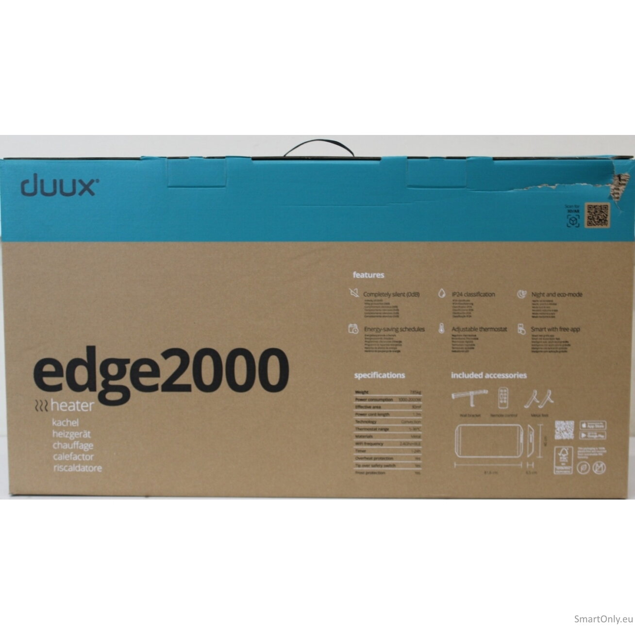 SALE OUT. Duux Edge 2000 Smart Convector Heater, Gray | Duux | Edge 2000 Smart Convector Heater | 2000 W | Suitable for rooms up to 30 m² | Gray | DAMAGED PACKAGING | IP24
