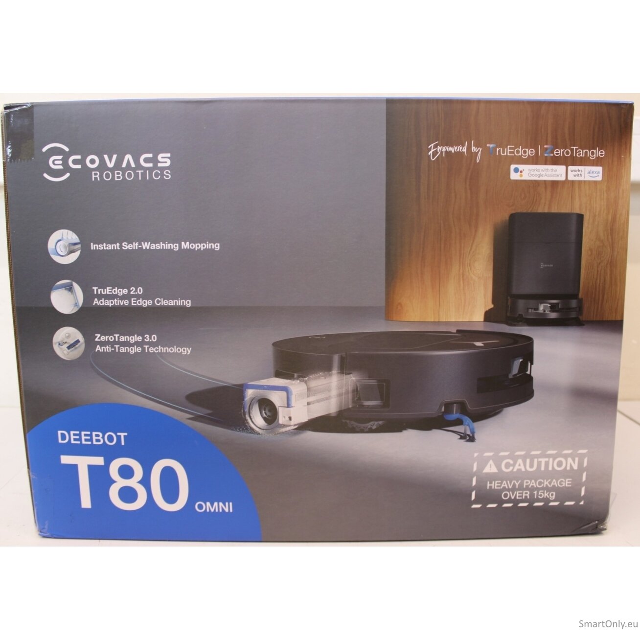 SALE OUT. Ecovacs DEEBOT T80 OMNI Vacuum cleaner, Robot, Wet&Dry, 18000Pa, TruEdge 2.0, ZeroTangle 3.0, Carpet Care, Black + Auto-empty stat | Ecovacs Robotic Vacuum Cleaner | DEEBOT T80 OMNI | Wet&Dry | Li-ion | 6400 mAh | Dust capacity 0.22 L | 18000 Pa
