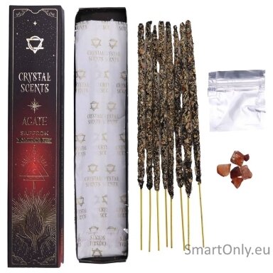 Šafrano Aromato Natūralūs smilkalai su Agato kristalais Crystal Scents