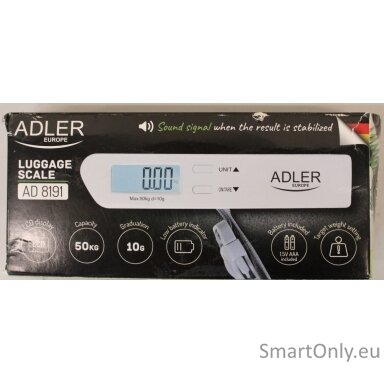 SALE OUT. Adler Travel Luggage Scale | AD 8191 | Maximum weight (capacity) 50 kg | Accuracy 10 g | Grey | DAMAGED PACKAGING