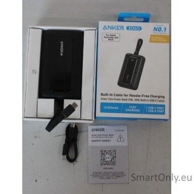 SALE OUT. Anker Power Bank with Built-In USB-C Cable | A1688H11 | 10000 mAh | Black | DEMO
