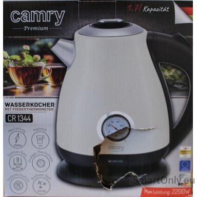 SALE OUT. Camry CR 1344 Electric kettle with a thermometer 1,7L, Cream | SALE OUT. | Camry Kettle with a thermometer | CR 1344 | Electric | 2200 W | 1.7 L | Stainless steel | 360° rotational base | Cream | DAMAGED PACKAGING
