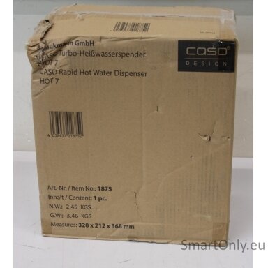 SALE OUT. Caso Turbo Hot Water Dispenser | Hot 7 | Water Dispenser | 2200-2600 W | 2.7 L | Plastic/Stainless Steel | Black/Stainless Steel | DAMAGED PACKAGING, BROKEN INER PACKAGING, DAMAGED GLASS CONTAINER