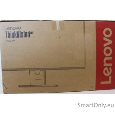 SALE OUT. Lenovo ThinkVision T27Q-40 27 2560x1440/HDMI/3Y Warranty | SALE OUT. Lenovo | T27Q-40 | 27 " | IPS | 16:9 | 120 Hz | 6 ms | 2560 x 1440 pixels | 350 cd/m² | HDMI ports quantity 1 | Eclipse Black | Warranty 36 month(s) | DAMAGED PACKAGING SALE OUT. Lenovo ThinkVision T27Q-40 27 2560x1440/HDMI/3Y Warranty | SALE OUT. Lenovo | T27Q-40 | 27 " | IPS | 16:9 | 120 Hz | 6 ms | 2560 x 1440 pixels | 350 cd/m² | HDMI ports quantity 1 | Eclipse Black | Warranty 36 month(s) | DAMAGED PACKAGING
