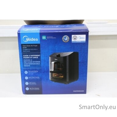 SALE OUT. Midea MAD1100DADK Air fryer digital,Two-zone cavity, 6.4L + 4.4L | Midea Two Zone Airfryer | MAD1100DADK | Power 1850 W | Capacity 4.4/6.4 L | Rapid Air technology | Black | USED, DIRTY, SCRATCHED ON TOP