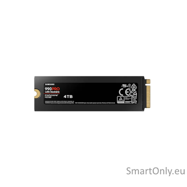 Samsung | 990 PRO with Heatsink | 4000 GB | SSD form factor M.2 2280 | Solid-state drive interface M.2 NVME | Read speed 7450 MB/s | Write speed 6900 MB/s