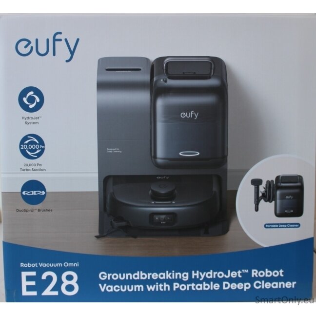 SALE OUT. Anker Eufy Robot Vacuum Cleaner Omni E28, Black | Anker Eufy Robot Vacuum Cleaner | Omni E28 | Wet&Dry | Dust capacity 3 L | 20000 Pa | Black | DAMAGED PACKAGING, MISSING INNER PACKAGING (BAGS). ITEM IS USED, DIRTY, WET AND SCRATCHED. NOT FULL L SALE OUT. Anker Eufy Robot Vacuum Cleaner Omni E28, Black | Anker Eufy Robot Vacuum Cleaner | Omni E28 | Wet&Dry | Dust capacity 3 L | 20000 Pa | Black | DAMAGED PACKAGING, MISSING INNER PACKAGING (BAGS). ITEM IS USED, DIRTY, WET AND SCRATCHED. NOT FULL L