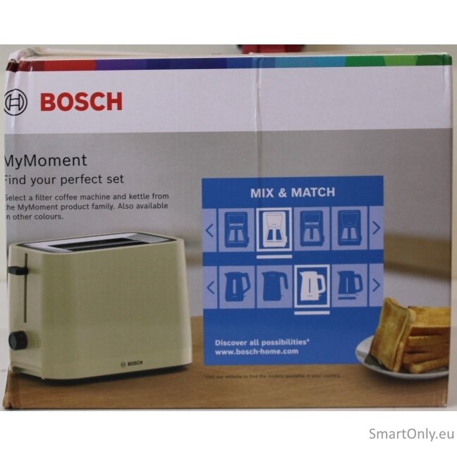SALE OUT. Bosch TAT3M127 MyMoment Compact toaster, 950 W, 2 slots, Beige | SALE OUT. Compact Toaster | TAT3M127 MyMoment | Number of slots 2 | Housing material Plastic | Beige | DAMAGED PACKAGING AND ITEM BODY (EDGE) SALE OUT. Bosch TAT3M127 MyMoment Compact toaster, 950 W, 2 slots, Beige | SALE OUT. Compact Toaster | TAT3M127 MyMoment | Number of slots 2 | Housing material Plastic | Beige | DAMAGED PACKAGING AND ITEM BODY (EDGE)