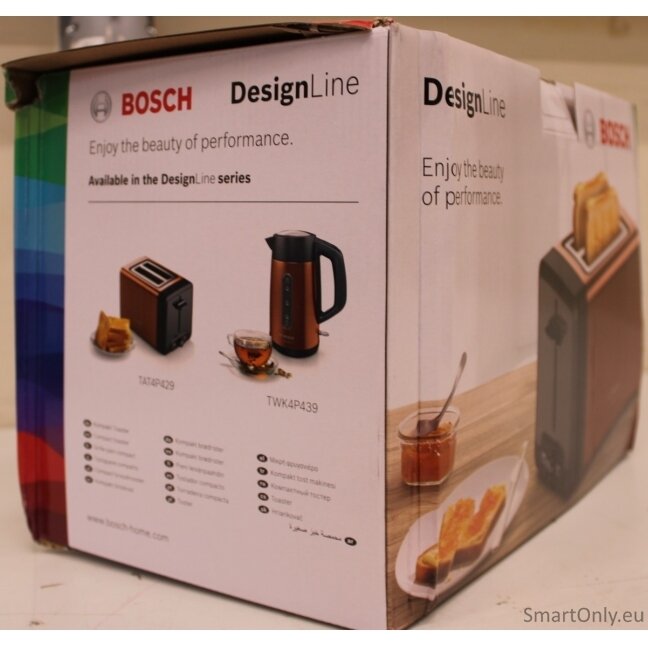 SALE OUT. Bosch TAT4P429 DesignLine Toaster, 970 W, 2 slots, Copper | SALE OUT. | Bosch DesignLine Toaster | TAT4P429 | Power 970 W | Number of slots 2 | Housing material Stainless Steel | Copper/Black | DAMAGED PACKAGING 2 SALE OUT. Bosch TAT4P429 DesignLine Toaster, 970 W, 2 slots, Copper | SALE OUT. | Bosch DesignLine Toaster | TAT4P429 | Power 970 W | Number of slots 2 | Housing material Stainless Steel | Copper/Black | DAMAGED PACKAGING 2