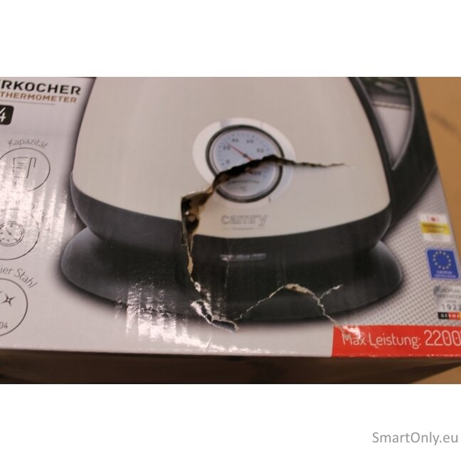 SALE OUT. Camry CR 1344 Electric kettle with a thermometer 1,7L, Cream | SALE OUT. | Camry Kettle with a thermometer | CR 1344 | Electric | 2200 W | 1.7 L | Stainless steel | 360° rotational base | Cream | DAMAGED PACKAGING 1