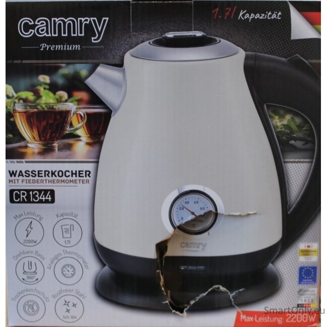 SALE OUT. Camry CR 1344 Electric kettle with a thermometer 1,7L, Cream | SALE OUT. | Camry Kettle with a thermometer | CR 1344 | Electric | 2200 W | 1.7 L | Stainless steel | 360° rotational base | Cream | DAMAGED PACKAGING SALE OUT. Camry CR 1344 Electric kettle with a thermometer 1,7L, Cream | SALE OUT. | Camry Kettle with a thermometer | CR 1344 | Electric | 2200 W | 1.7 L | Stainless steel | 360° rotational base | Cream | DAMAGED PACKAGING