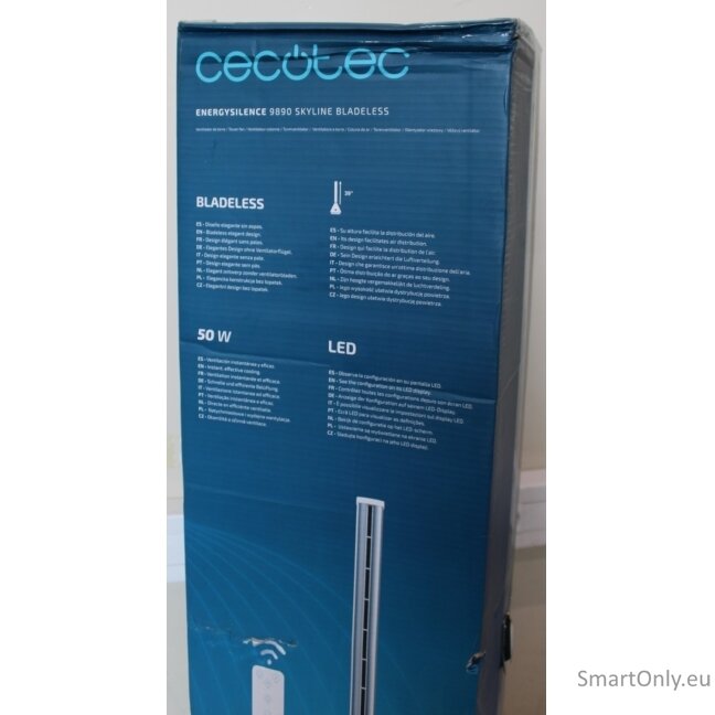 SALE OUT. EnergySilence 9890 Skyline Bladeless | Tower Fan | Stand Fan | 50 W | Diameter 23 cm | Number of speeds 3 | Oscillation | Timer | Remote control | Grey/White | DAMAGED PACKAGING 3 SALE OUT. EnergySilence 9890 Skyline Bladeless | Tower Fan | Stand Fan | 50 W | Diameter 23 cm | Number of speeds 3 | Oscillation | Timer | Remote control | Grey/White | DAMAGED PACKAGING 3