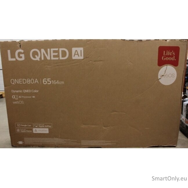 SALE OUT. | LG 65QNED80A3A | 65 | Smart TV | webOS | UHD | DAMAGED PACKAGING 1 SALE OUT. | LG 65QNED80A3A | 65 | Smart TV | webOS | UHD | DAMAGED PACKAGING 1