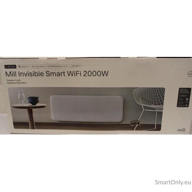 SALE OUT. Mill PA2000WIFI4 Panel Heater with WiFi Gen 4 2000 W Suitable for rooms 24-28 m², White, IPX4 | Mill Invisible Smart WiFi Heater | PA2000WIFI4 | Panel Heater | 2000 W | Suitable for rooms up to 24-28 m² | White | DAMAGED PACKAGING, DENTED BODY | SALE OUT. Mill PA2000WIFI4 Panel Heater with WiFi Gen 4 2000 W Suitable for rooms 24-28 m², White, IPX4 | Mill Invisible Smart WiFi Heater | PA2000WIFI4 | Panel Heater | 2000 W | Suitable for rooms up to 24-28 m² | White | DAMAGED PACKAGING, DENTED BODY |