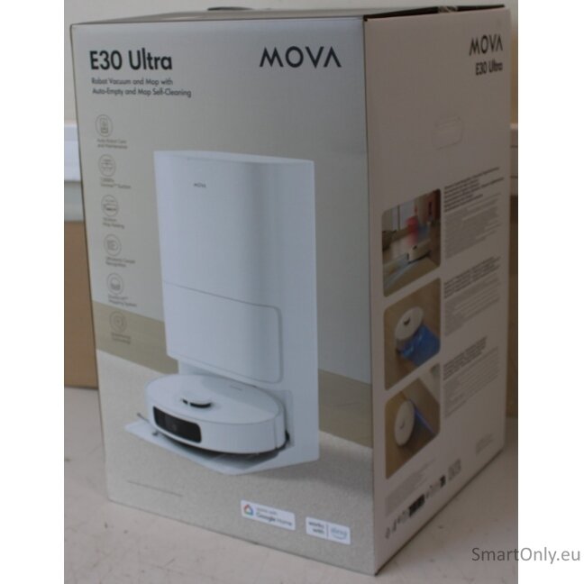 SALE OUT. MOVA E30 Ultra Robot Vacuum cleaner, 7000Pa, 5200mAh, White + Auto Empty station | MOVA Robot Vacuum | E30 Ultra | Wet&Dry | 5200 mAh | Dust capacity 3.2 L | 7000 Pa | White | DAMAGED PACKAGING | 36 month(s) 6 SALE OUT. MOVA E30 Ultra Robot Vacuum cleaner, 7000Pa, 5200mAh, White + Auto Empty station | MOVA Robot Vacuum | E30 Ultra | Wet&Dry | 5200 mAh | Dust capacity 3.2 L | 7000 Pa | White | DAMAGED PACKAGING | 36 month(s) 6