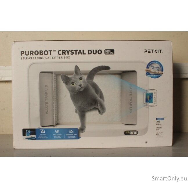 SALE OUT. PETKIT Purobot Crystal Duo with Camera Self-Cleaning Cat Litter Box | White | DEMO | 24 month(s) SALE OUT. PETKIT Purobot Crystal Duo with Camera Self-Cleaning Cat Litter Box | White | DEMO | 24 month(s)