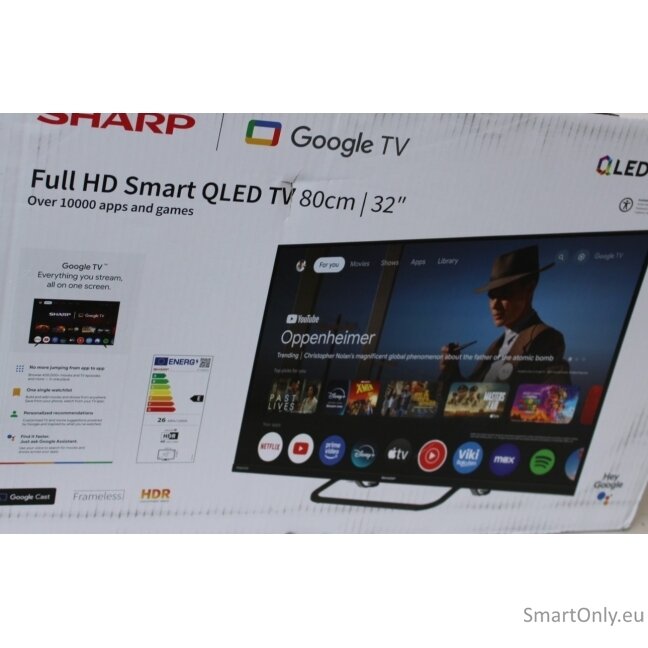 SALE OUT. Sharp 32HF3865E 32" (81cm) QLED Full HD Google TV | SALE OUT. | Sharp 32HF3865E | 32 | Smart TV | Google TV | DAMAGED PACKAGING 1
