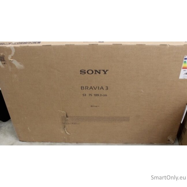 SALE OUT. Sony K75S35B Bravia 3 75" (189cm) 4K Ultra HD Smart Google D-LED TV | SALE OUT. | Sony TV | K75S35B Bravia 3 | 75 | Smart TV | Google TV | 4K UHD | DAMAGED PACKAGING, UNPACKED SALE OUT. Sony K75S35B Bravia 3 75" (189cm) 4K Ultra HD Smart Google D-LED TV | SALE OUT. | Sony TV | K75S35B Bravia 3 | 75 | Smart TV | Google TV | 4K UHD | DAMAGED PACKAGING, UNPACKED