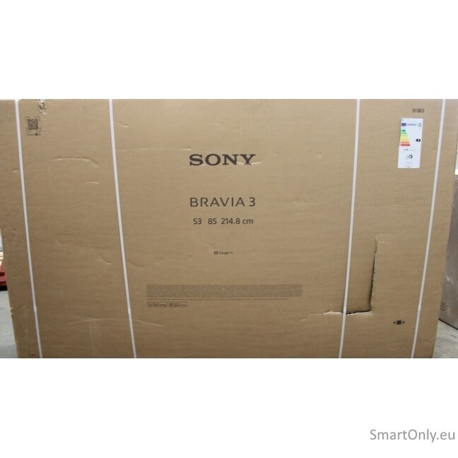 SALE OUT. Sony K85S35BP Bravia 3 85" (215cm) 4K Ultra HD Smart Google D-LED TV | SALE OUT. Sony | TV | K85S35BP Bravia 3 | 85 | Smart TV | Google TV | 4K UHD | DAMAGED PACKAGING SALE OUT. Sony K85S35BP Bravia 3 85" (215cm) 4K Ultra HD Smart Google D-LED TV | SALE OUT. Sony | TV | K85S35BP Bravia 3 | 85 | Smart TV | Google TV | 4K UHD | DAMAGED PACKAGING