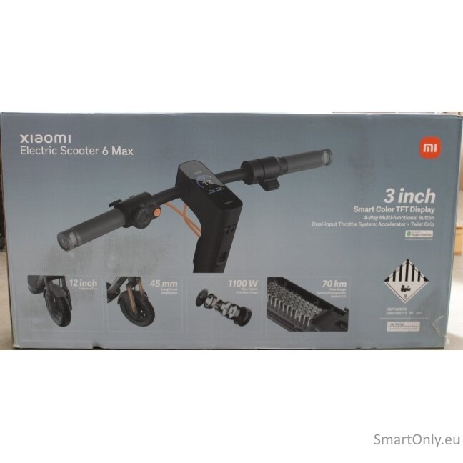SALE OUT. Xiaomi Electric Scooter 6 Max GL | Xiaomi 24 month(s) | DAMAGED PACKAGING, PAINT AND BODY (NEAR SCREEN). MISSING INNER PACKAGING. ITEM IS SCRATCHED, DIRTY 2 SALE OUT. Xiaomi Electric Scooter 6 Max GL | Xiaomi 24 month(s) | DAMAGED PACKAGING, PAINT AND BODY (NEAR SCREEN). MISSING INNER PACKAGING. ITEM IS SCRATCHED, DIRTY 2