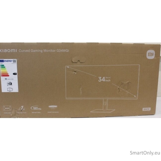 SALE OUT. | Xiaomi | G34WQi | 34 " | WQHD | 21:9 | 180 Hz | 1 ms | 3440 x 1440 pixels | 350 cd/m² | HDMI ports quantity 2 | Black | Warranty 24 month(s) | DAMAGED PACKAGING SALE OUT. | Xiaomi | G34WQi | 34 " | WQHD | 21:9 | 180 Hz | 1 ms | 3440 x 1440 pixels | 350 cd/m² | HDMI ports quantity 2 | Black | Warranty 24 month(s) | DAMAGED PACKAGING