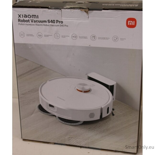 SALE OUT. Xiaomi Robot Vacuum S40 Pro EU | Xiaomi Robot Vacuum S40 Pro EU | Wet&Dry | 5200 mAh | Dust capacity 0.43 L | 15000 Pa | White | DAMAGED PACKAGING SALE OUT. Xiaomi Robot Vacuum S40 Pro EU | Xiaomi Robot Vacuum S40 Pro EU | Wet&Dry | 5200 mAh | Dust capacity 0.43 L | 15000 Pa | White | DAMAGED PACKAGING